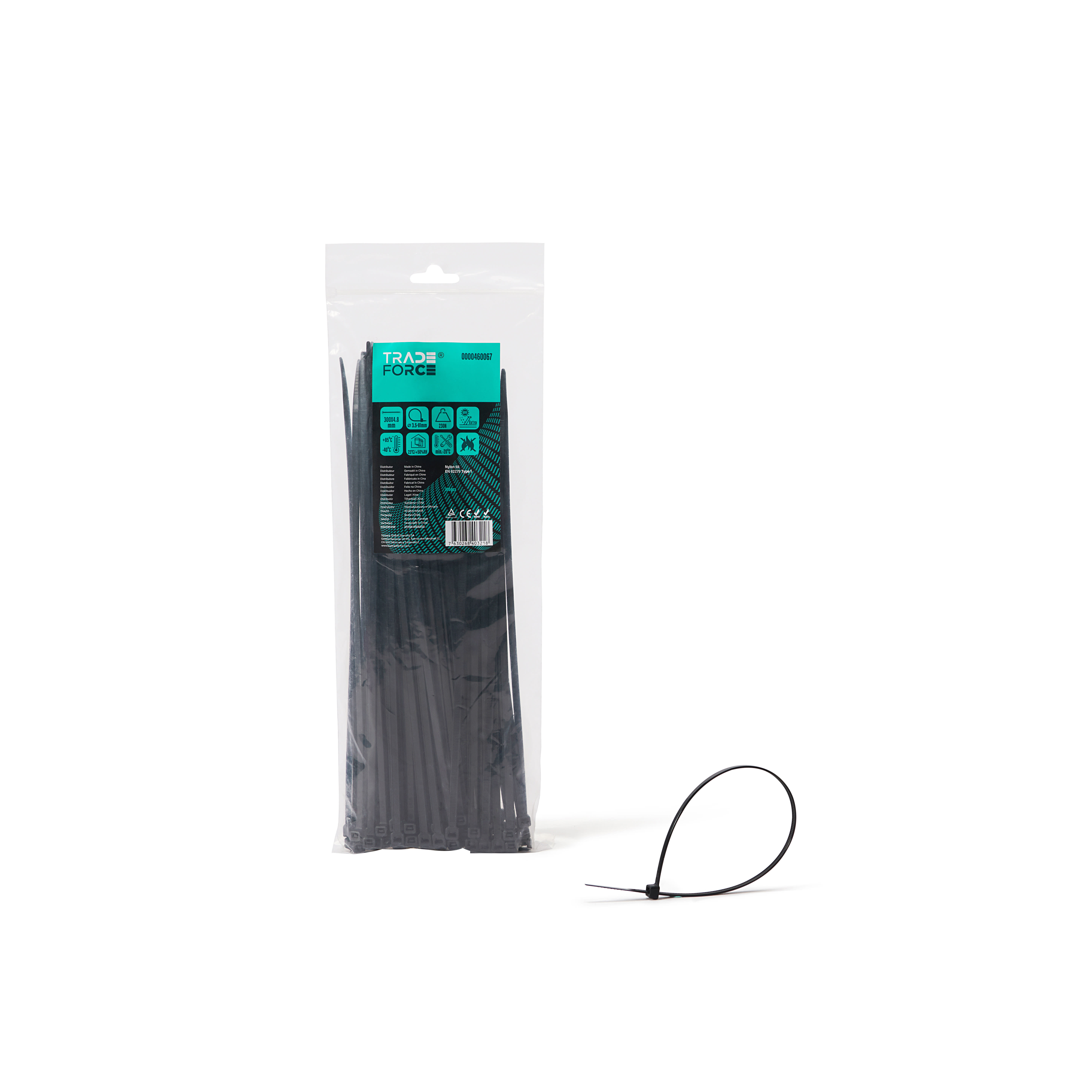 TRADEFORCE - Fascetta resistente uv 300 x 4,8 nera 100 pezzi ideale per esterno