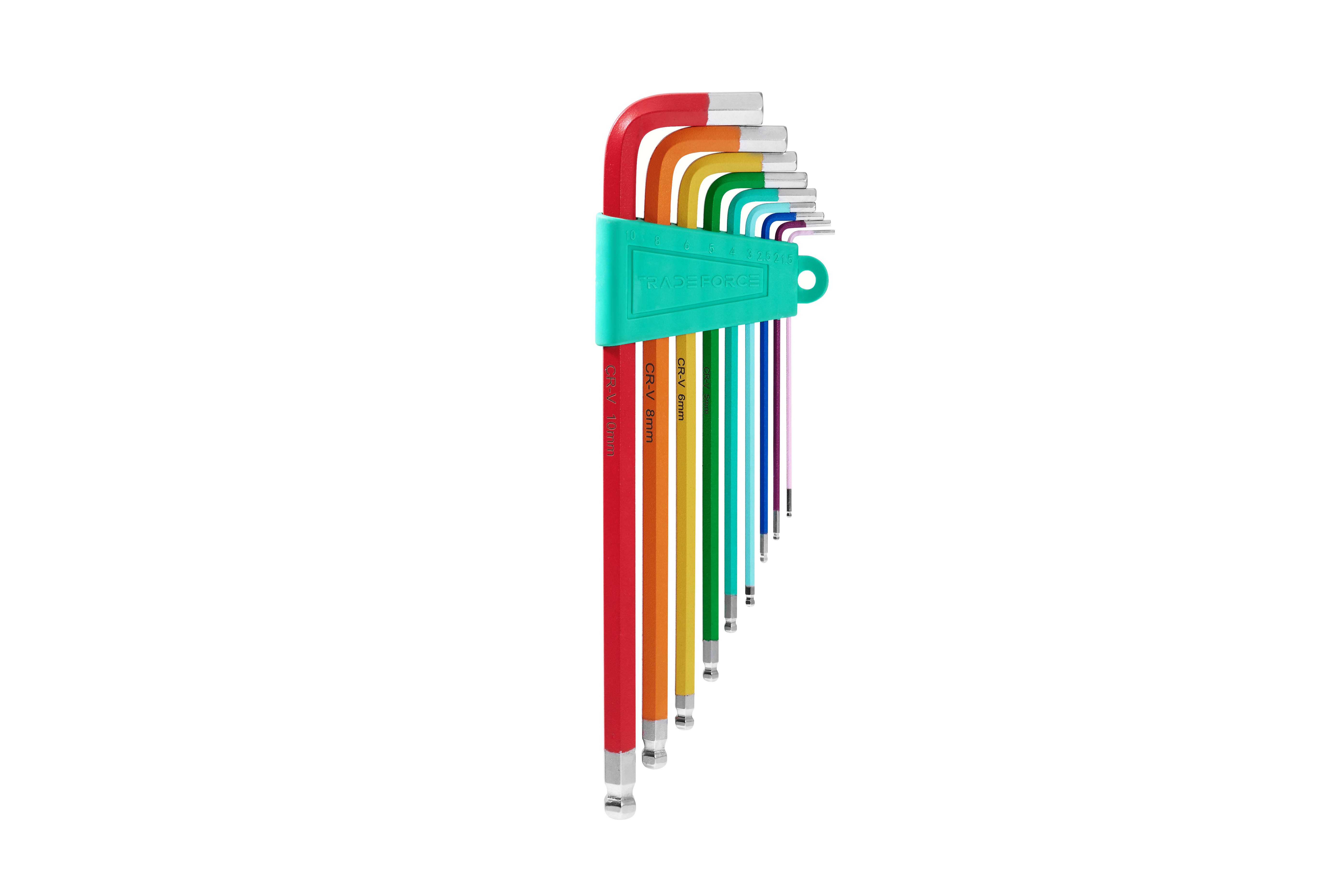TRADEFORCE - Set 9 brugole testa sferica da 1,5 mm a 9 mm con base in plastica