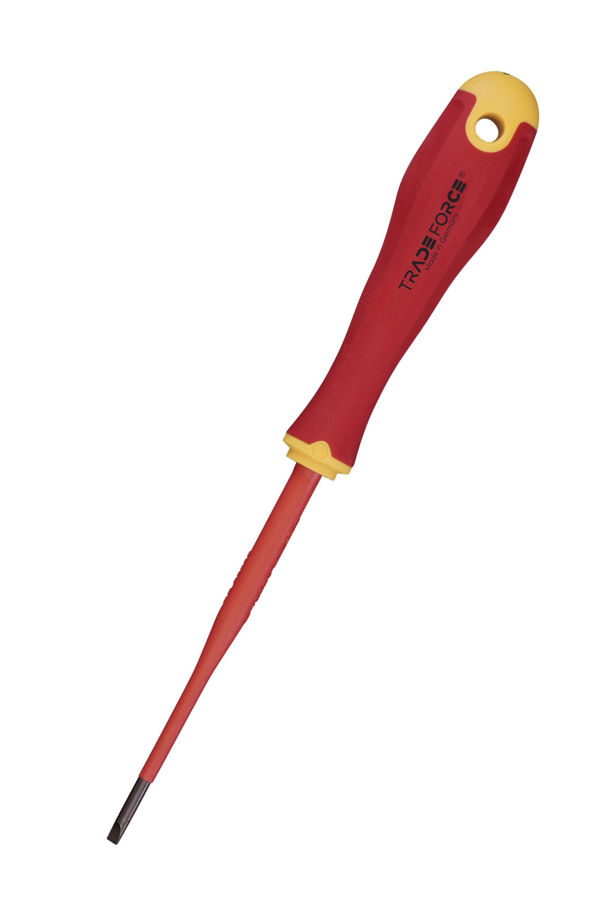 TRADEFORCE - Cacciavite isolato con punta a taglio (slotted) 3.5 mm, lunghezza 100 mm – Design sottile E-slim con isolamento iniettato