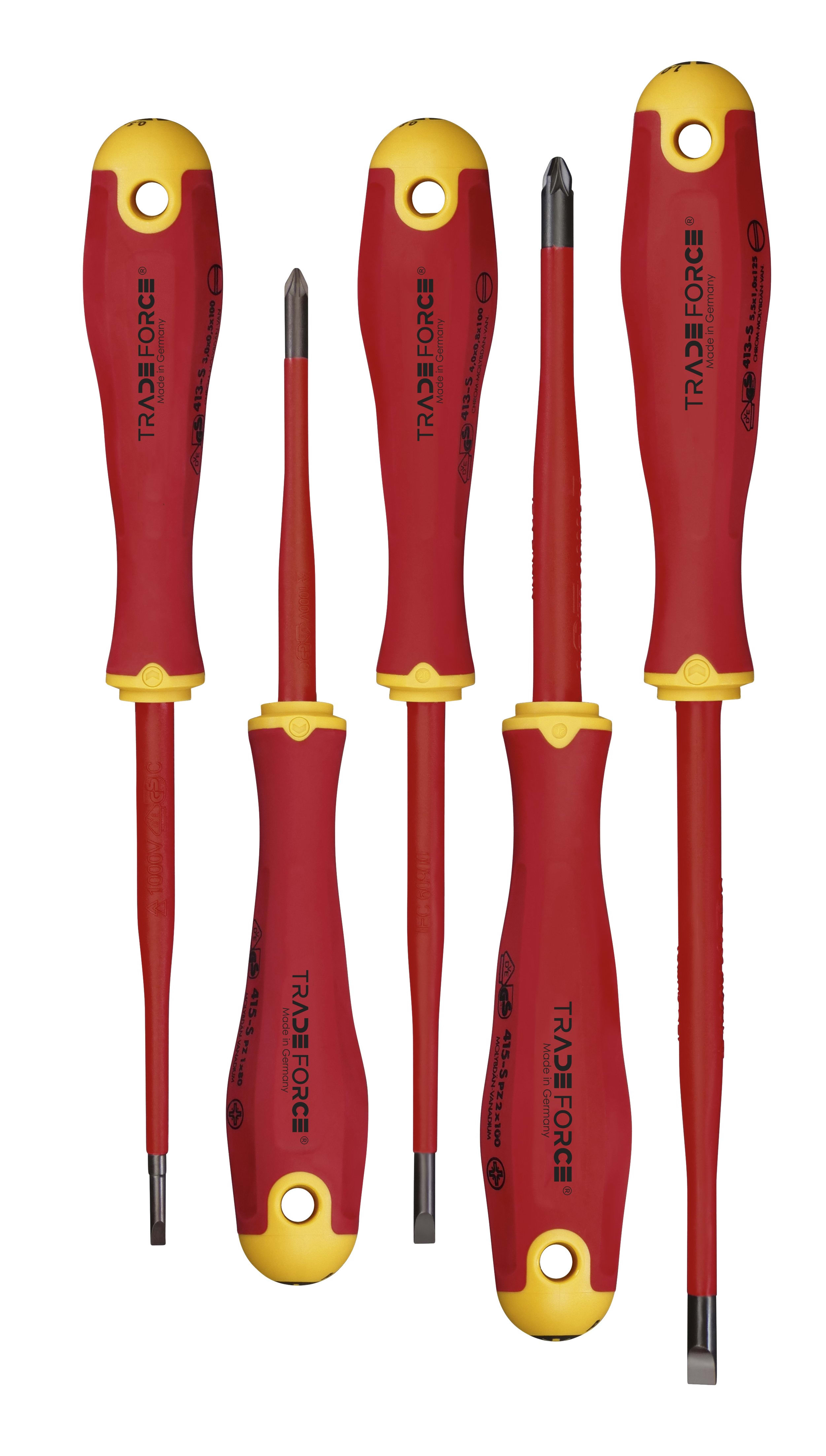 TRADEFORCE - Set di 5 cacciaviti isolati PZ/Taglio (Slotted)