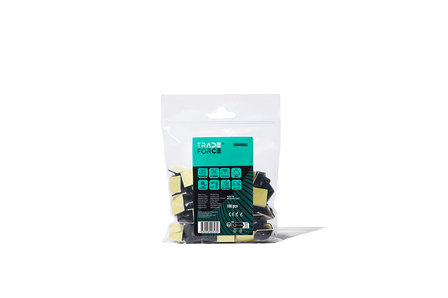 TRADEFORCE - Basetta adesiva per fascette 20x20 nera 100 pezzi