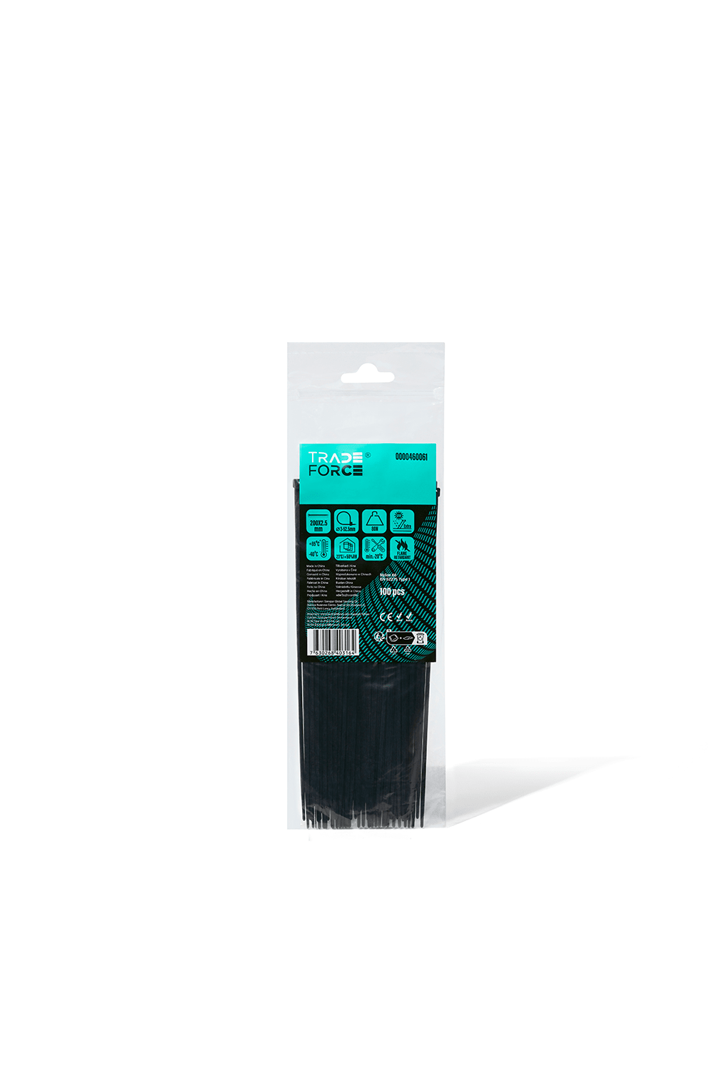 TRADEFORCE - Fascetta resistente uv 200 x 2,5 nera 100 pezzi ideale per esterno