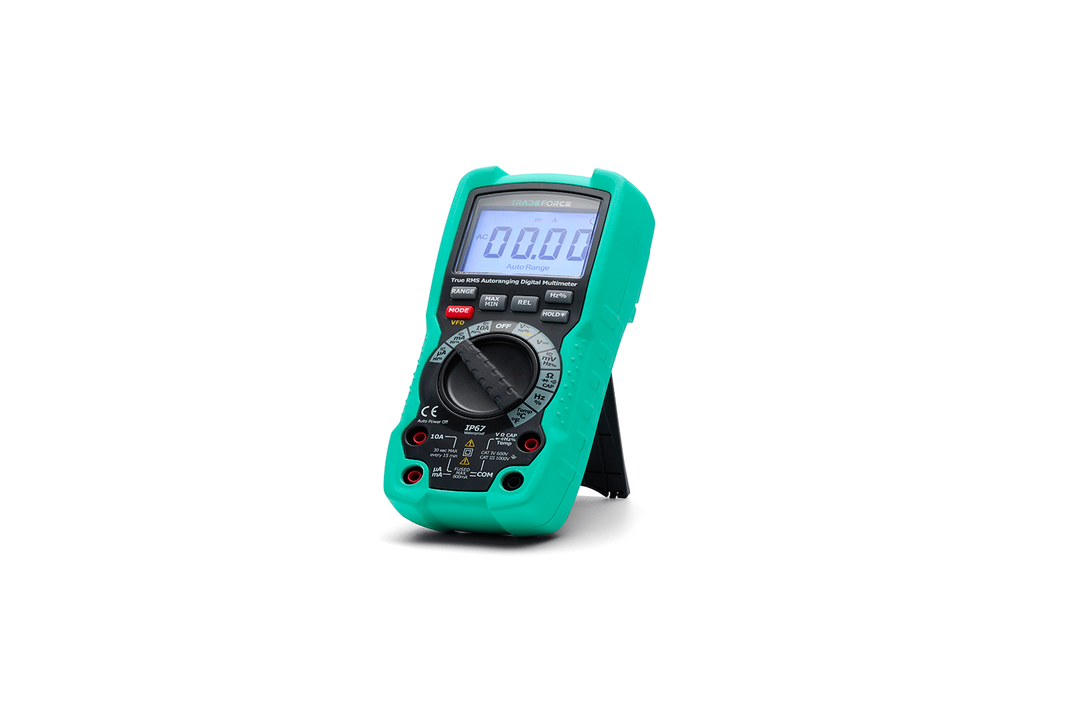 TRADEFORCE - Multimetro Digitale Cat Iv 600 V  Cat Iii 1000 V  Rms Vfd Ip67 Con Custodia