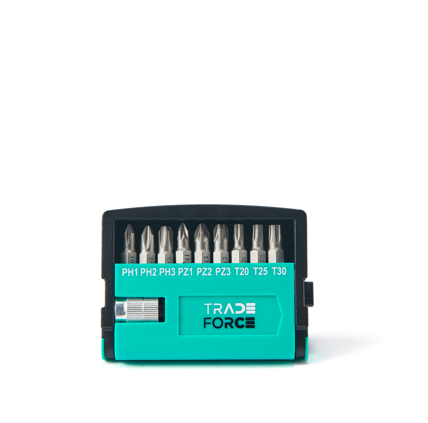 TRADEFORCE - Set 10 bit ph1 ph2 ph3 pz1 pz2 pz3 torx: t20 t25 t30 e porta inserto 60 mm rapido