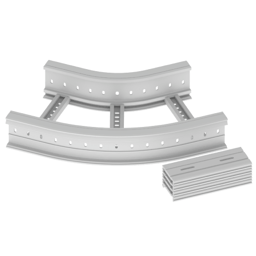 UNEX APARELLAJE ELECTRICO - 67 CURVA PIANA 45  GRIGIO 135X400 R300 U 67436-44