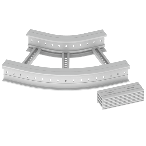 UNEX APARELLAJE ELECTRICO - 67 CURVA PIANA 45 GRIGIO 135X500 R300 U 67536-44