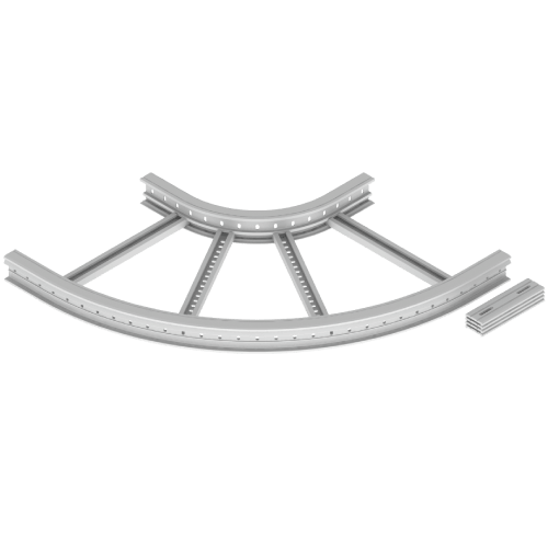 UNEX APARELLAJE ELECTRICO - 67 CURVA PIANA 90  GRIGIO 85X600 R300 U4 67606-44