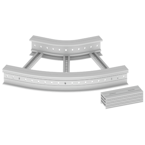 UNEX APARELLAJE ELECTRICO - 67 CURVA PIANA 45  GRIGIO 135X600 R300 U 67636-44