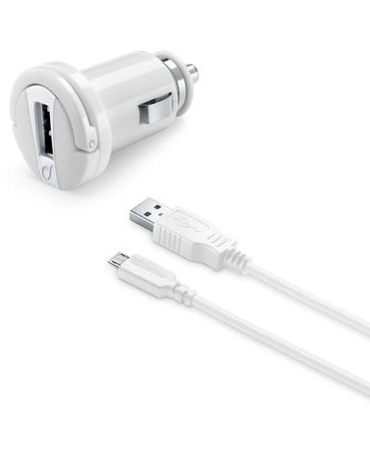 FORNITORE GENERICO - KIT CARICABATT. AUTO 2A MICROUSB BIANCO