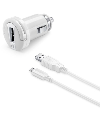 FORNITORE GENERICO - KIT CARICABATT. AUTO 2A MICROUSB BIANCO