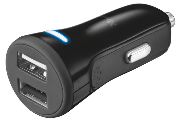 TRUST - TRUST CAR CHARGR W/2XUSB- BLK