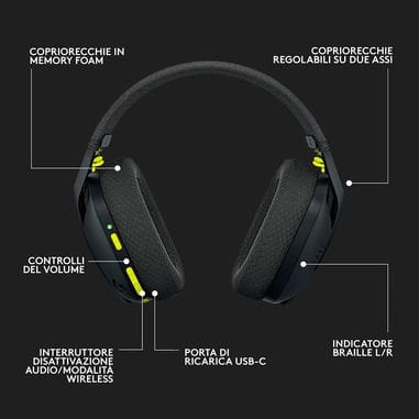 LOGITECH - CUFFIA A PADIGLIONE GAMING G435 WIRELESS