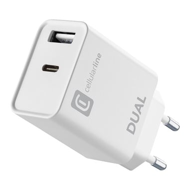 CELLULAR LINE - CARICABATTERIA RETE DUAL APPLE 20W BIANC