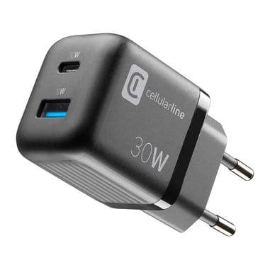 CELLULAR LINE - CARICABATTERIE RETE GAN 2 PORTE 30W NER0