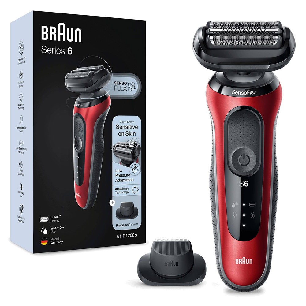 BRAUN - RASOIO SERIE6 ROSSO RIFINITORE DI PRECIS