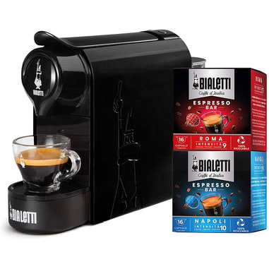BIALETTI RONDINE - MACCHINA CAFFE' GIOIA NERO + 32 CAPS