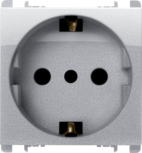 URMET - Presa P30 2 moduli 2P+T 16A 250V Nea alluminio AL 2M