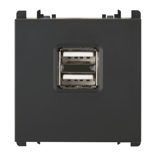 URMET - Unità di alimentazione con due uscite USB, 1 modulo, 5V 2.1A, 100-230V, Nea, antracite ALIM. 5V 2.1A DOPPIA USB ANTR.