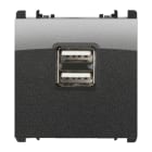 URMET - Unità di alimentazione con due uscite USB, 1 modulo, 5V 2.1A, 100-230V, Nea, acciaio scuro ALIM. 5V 2.1A DOPPIA USB AC SC.