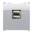 URMET - Unità di alimentazione con due uscite USB, 1 modulo, 5V 2.1A, 100-230V, Nea, alluminio ALIM. 5V 2.1A DOPPIA USB ALLUM.