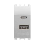 URMET - Alimentatore 5V 3A con 2 uscite USB Tipo A e Tipo C, 1 modulo, 100-230V, design in alluminio Nea.
