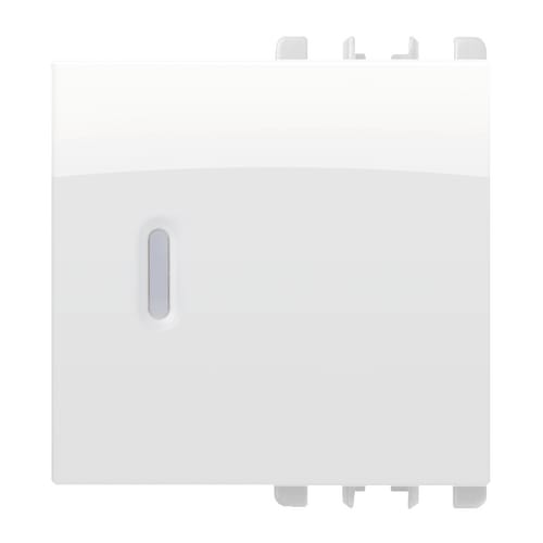 URMET - Copritasto illuminabile per interruttore 1P, deviatore 1P, pulsante 1P, 2 moduli, Nea, bianco ghiaccio COPRITASTO DIFF TRASP 2M BG.