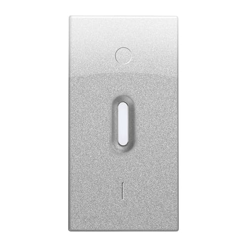 URMET - Copritasto illuminabile per interruttore 2P, codice 10162xx, 1 modulo, Nea, alluminio, trasparente.