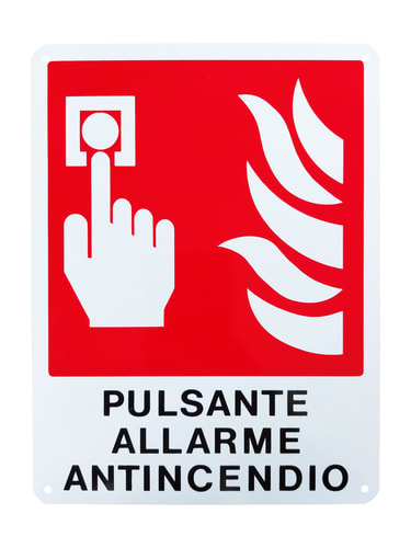URMET - Cartello segnalazione presenza pulsante di allarme, linea 400 e 500.