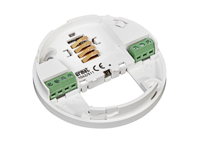 URMET - Base standard con uscita relè per rivelatori convenzionali e digitali, linea 400 e 500, c/uscita rele.