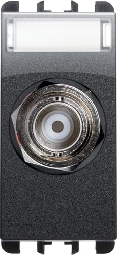 URMET - Presa coassiale BNC per cavo RG58 (50 Ohm), 1 modulo, a crimpare, Nea, acciaio scuro, PRESA COAX BNC RG58 1M AC.