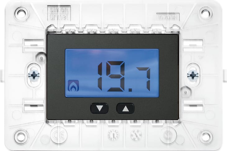 URMET - Termostato elettronico digitale con supporto 3 moduli per scatola 503 a batterie Nea antracite TERM.EL.LCD BATT.USC.RELE 3M A.