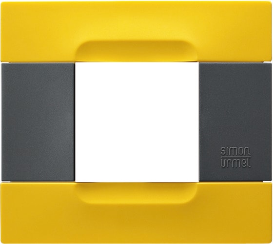 URMET - Placca 2 moduli serie antracite Kàdra tecnopolimero giallo lisbona TEC 2M.