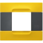 URMET - Placca 2 moduli serie antracite Kàdra tecnopolimero giallo lisbona TEC 2M.