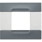 URMET - Placca tecnopolimero grigio berlino 2 moduli serie bianca 2mm.