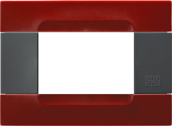 URMET - Placca tecnopolimero serie antracite rosso pechino 3 moduli Kàdra.
