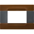URMET - Placca tecnopolimero serie antracite Kàdra marrone L'Havana 3 moduli.