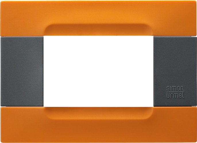 URMET - Placca 3 moduli serie antracite Kàdra tecnopolimero arancio San Francisco 3M.