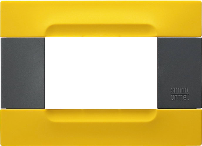 URMET - Placca tecnopolimero serie antracite Kàdra giallo lisbona 3 moduli.