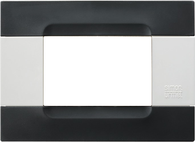 URMET - Placca tecnopolimero serie bianca Kàdra nero Auckland 3 moduli.