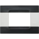 URMET - Placca tecnopolimero serie bianca Kàdra nero Auckland 3 moduli.