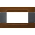 URMET - Placca 4 moduli Kàdra serie antracite tecnopolimero marrone havana INS.PL. Marrone 4M.