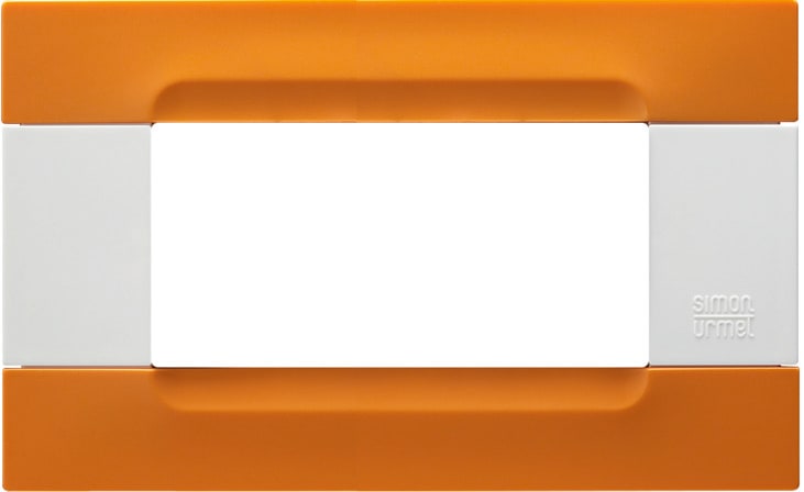 URMET - Placca 4 moduli Kàdra serie bianca tecnopolimero arancio San Francisco 4M.