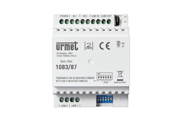 URMET - Interfaccia analogica per derivato interno PABX e sistema 2Voice interno PBX.