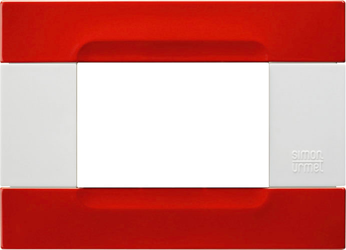 URMET - Placca 3 moduli Kàdra serie bianca metallo rosso orione B INS.MT. cromata 3M.