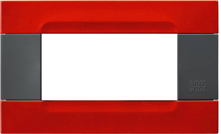 URMET - Placca metallo serie antracite Kàdra rosso orione 4 moduli.