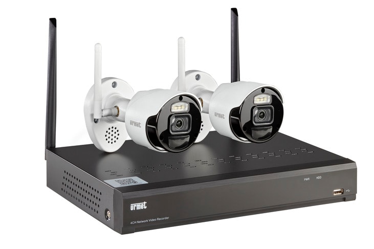 URMET - Kit WiFi 2M 8CH con NVR, telecamere WiFi e effetto deterrenza.