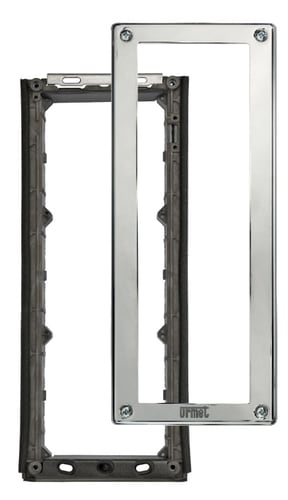 URMET - Telaio portamoduli con cornice, Sinthesi Steel, 1 fila 3 moduli, 3MOD. C/TELAIO.