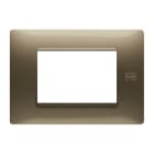 URMET - Placca Flexa in tecnopolimero per 3 moduli, colore bronzo.