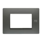 URMET - Placca Flexa in tecnopolimero per 3 moduli, colore grafite.