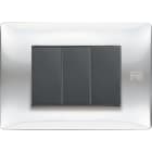 URMET - Placca Flexa tecnopolimero 3 moduli inox lucido.
